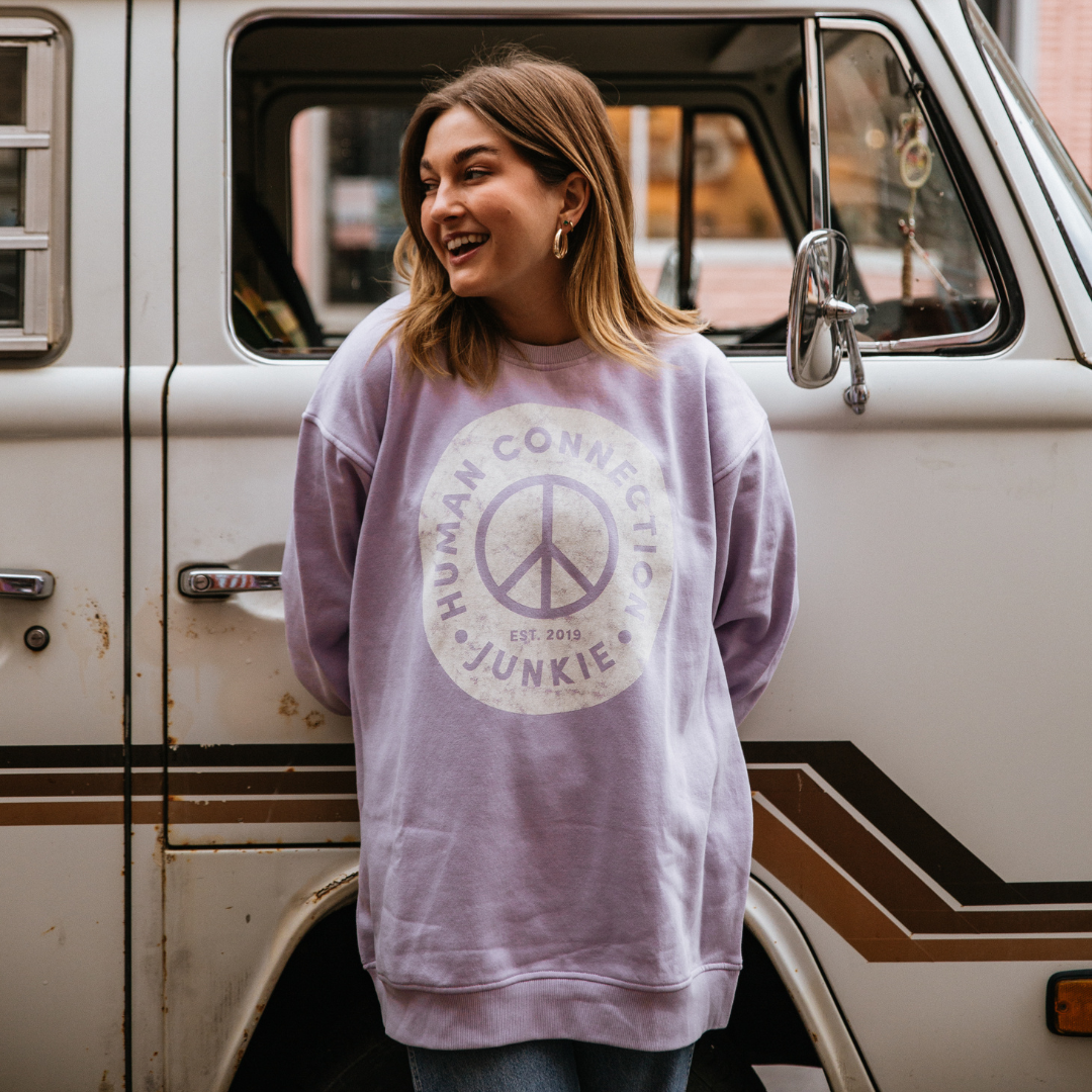 Human Connection Lavender Crewneck Sweater