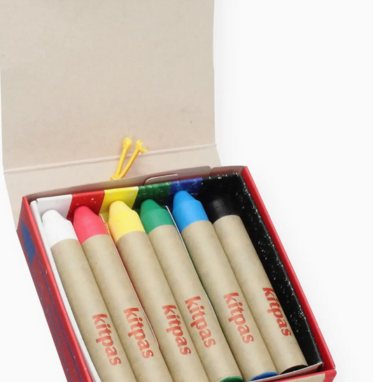 Kitpas Rice Bran Wax Art Crayons - 6 Colors